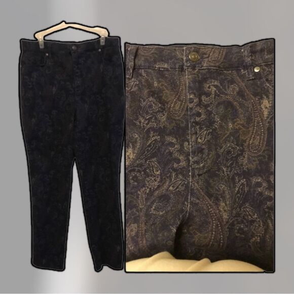 Gloria Vanderbilt Women's Jeans - Black and Gold Paisley - Picture 1 of 9